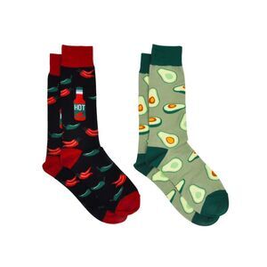 New Men's Avocado & Hot Sauce Chili Peppers Novelty Dress Socks Food 2-Pair Set